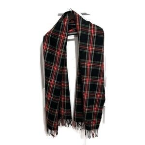 J. Crew Black and Red Plaid Scarf with Fringe